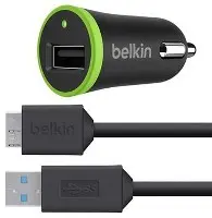 CARGADOR USB PARA CARRO BELKIN CABLE MICRO USB 2.1A USB3 NEGRO F8M864BT03