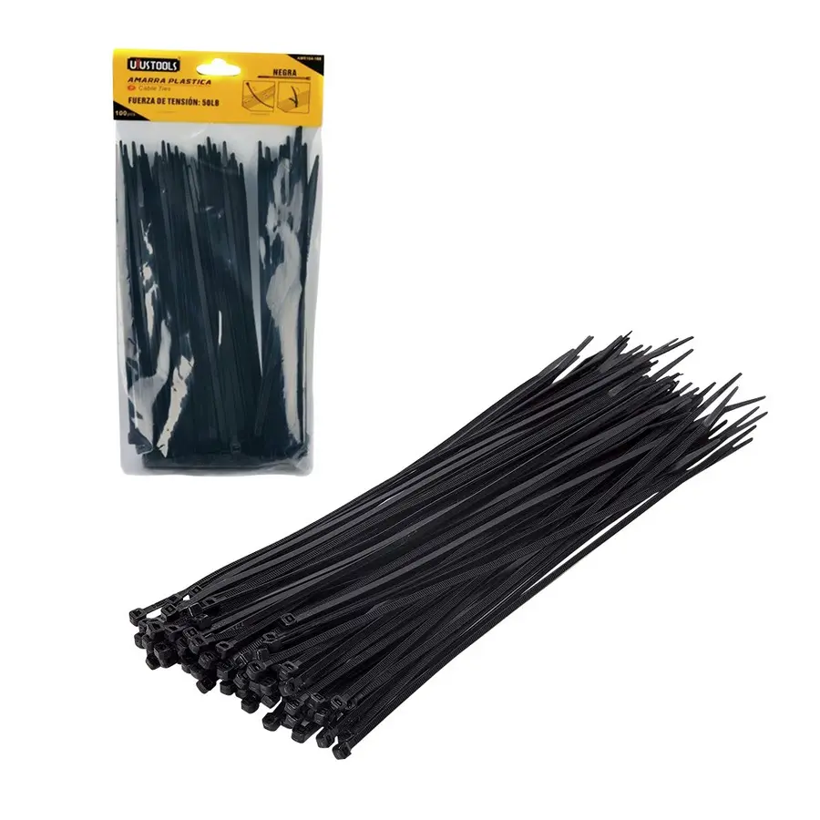 CINCHOS PLASTICOS LINET DE 8PLG/BOLSA DE 100 UNIDADES COLOR NEGRO