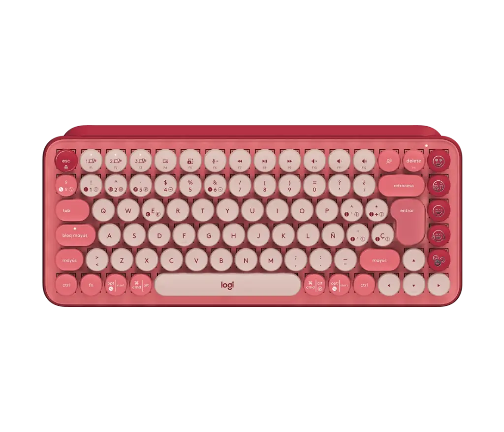 TECLADO LOGITECH KYBD POP KEYS SPANISH CRDLS ROSE W EMOJI KEYS MECH