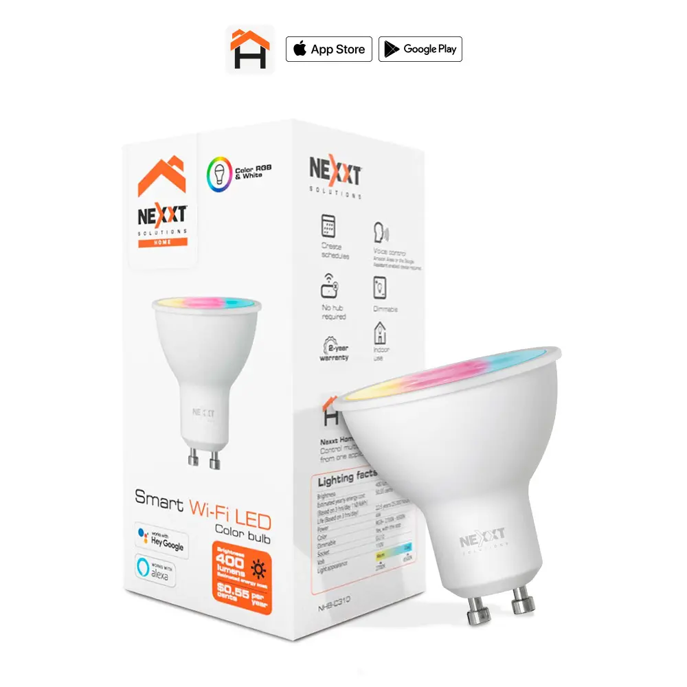 BOMBILLA LED NEXXT HOME NHB C310 GU10 SMART LED BULB RGB COLOR 110V