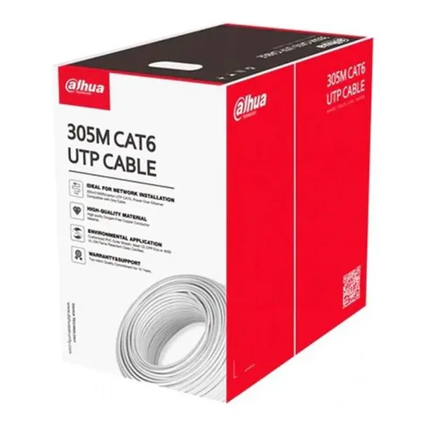 BOBINA DE CABLE INTERIOR CAT6, 100 % COBRE C/BLANCO *DAHUA*