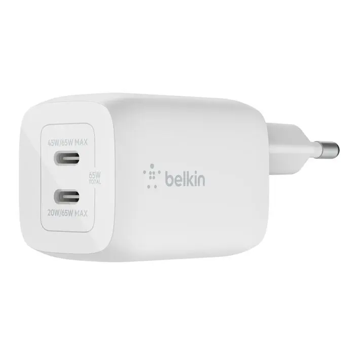 CARGADOR CUBO BELKIN DUAL USB C GAN WALL CHARGER WITH PPS 65W