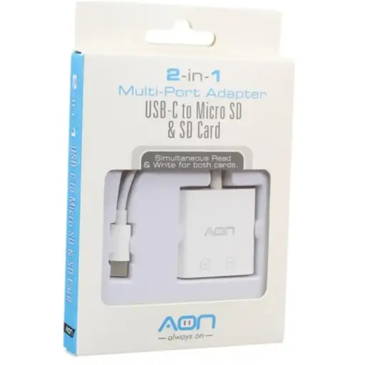[ADAP-AON-1016] ADAPTADOR AON USB C CON LECTOR DE MEMORIA DE SD Y MICRO SD AO AD1016