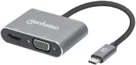 [ADAP-MH-UCHV691] ADAPTADOR MANHATTAN 130691 USB C A HDMI Y VGA CON USB A Y USB C